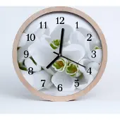 Tulup Holzuhr 30fi cm wanduhr - Blumen Blumen
