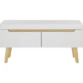 Lomadox Wohnzimmer TV-Lowboard, 107cm, in Weiß Matt mit Eiche STOCKTON-61