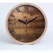 Tulup Holzuhr 20fi cm wanduhr - schwarze Spitzen - Holzuntergrund