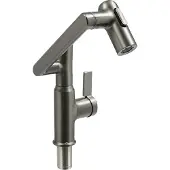 OEM Wasserhahn mit schwenkbarem Auslauf, LED-Temperaturanzeige, drei Wasserauslassmodi, Messingkonstruktion, grau