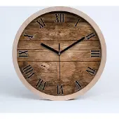 Tulup Holzuhr 25fi cm wanduhr - schwarze Spitzen - Holzuntergrund