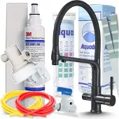 ARI Flexible 3-Wege Küchenarmatur Schwarz Matt Ausziehbar mit 3M AP2-C405-SG Trinkwasserfilter Untertisch Wasserfiltersystem