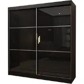 Masseno Schiebetürenschrank VITALE 200 cm Kleiderschrank Schlafzimmer Schrank 2-türig Schwarz