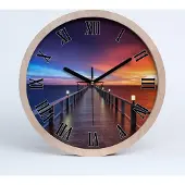 Tulup Holzuhr 25fi cm wanduhr - schwarze Spitzen - römische Brücke