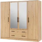 Masseno Drehtürenschrank VANO 200/190/56cm 4-türig mit Spiegel Eiche Artisan