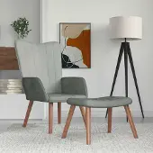 vidaXL "im " Relaxsessel mit Hocker Hellgrau Samt - Fernseh- & Relaxsessel CC10747