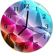 Tulup Glasuhr Wanduhr Küchenuhr Echt-Glas 30fi cm 3D-Muster rot blau