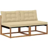 vidaXL 2 Stück Outdoor Mittelsofa Massives Akazienholz und Textilene