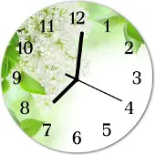 Tulup Glasuhr Wanduhr Küchenuhr Echt-Glas 30fi cm Blätter grün