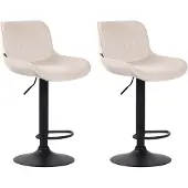 CLP 2er Set Barhocker Lentini Samt schwarz creme