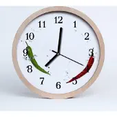 Tulup Holzuhr 30fi cm wanduhr - Gemüse Pfeffer