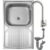 Deante Stahl-Einspülbecken 80x50 mit Mischbatterie, Siphon & Abtropffläche für moderne Küchen