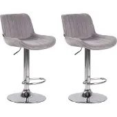 CLP 2er Set Barhocker Lentini Samt chrom grau