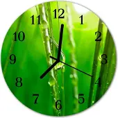 Tulup Glasuhr Wanduhr Küchenuhr Echt-Glas 30fi cm Gras Tropfen grün