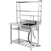 Easybuy Gewerbliches Edelstahl Spülbecken-Set mit Plattform Rechte Spüle Design Freistehend