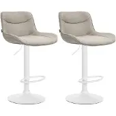 CLP 2er Set Barhocker Vonore Stoff weiß taupe