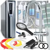 ARI Slender 3-Wege Küchenarmatur Chrom Silber Flexibel Ausziehbar 360° mit RO Pad Umkehrosmose Wasserfilter