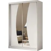 Masseno Schiebetürenschrank VOCE 150 cm Kleiderschrank Schlafzimmer Schrank 2-türig mit Spiegel Weiß