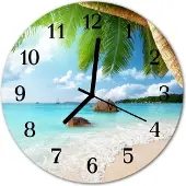 Tulup Glasuhr Wanduhr Küchenuhr Echt-Glas 30fi cm Insel blau