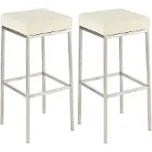 CLP 2er Set Barhocker Montreal 85 Kunstleder edelstahl creme