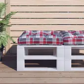 vidaXL "im Angebot" Palettenkissen Rot Karomuster Stoff - Gartenmöbelauflagen CC16583