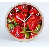 Tulup Holzuhr 30fi cm wanduhr - weiße Spitzen - Erdbeeren