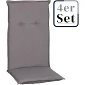 Green Spirit 4er Set Hochlehner Auflage Tanana, Motiv - Uni, grau, 118x46x8cm