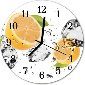 Tulup Glasuhr Wanduhr Küchenuhr Echt-Glas 30fi cm Zitrone gelb