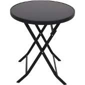 Degamo Bistrotisch Klapptisch MILANO 60cm rund, Metall anthrazit + Glas schwarz