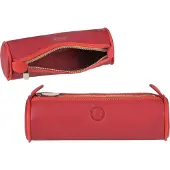 Sonnenleder Schlampermäppchen Leder 20x6x6cm Rolle "Lotta" rot orange