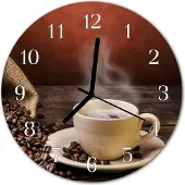 Tulup Glasuhr Wanduhr Küchenuhr Echt-Glas 30fi cm Kaffee braun