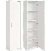 BDW , Kleiderschrank, 40×185×35 cm, 5 Einlegeböden, 1 Tür, Weiß