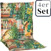 Green Spirit 4er Set Niedriglehner Auflage Texas, Motiv - Dschungel, bunt, 98x46x8cm