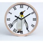 Tulup Holzuhr 25fi cm wanduhr - schwarze Spitzen - Pinguin
