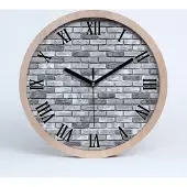 Tulup Holzuhr 25fi cm wanduhr - schwarze Spitzen - Ziegelwand