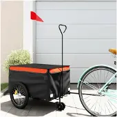 Markenlos Fahrradanhänger Schwarz und Orange 30 kg Eisen