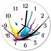 Tulup Glasuhr Wanduhr Küchenuhr Echt-Glas 30fi cm Farbe mehrfarbig