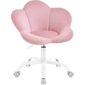 Woltu Kinder Schreibtischstuhl, Bürostuhl, ergonomisch, höhenverstellbar, Samt : Hellrosa Farbe: Hellrosa