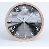 Tulup Holzuhr 20fi cm wanduhr - weiße Spitzen - Leuchtturm