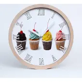 Tulup Holzuhr 30fi cm wanduhr - weiße Spitzen - Cupcakes