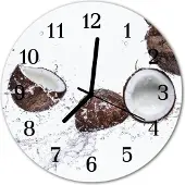 Tulup Glasuhr Wanduhr Küchenuhr Echt-Glas 30fi cm Kokosnüsse braun