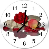 Tulup Glasuhr Wanduhr Küchenuhr Echt-Glas 30fi cm Rose Schale weiß