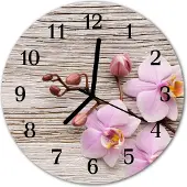 Tulup Glasuhr Wanduhr Küchenuhr Echt-Glas 30fi cm Orchidee violett