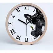 Tulup Holzuhr 30fi cm wanduhr - schwarze Spitzen - Hund mit Martini