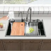 Easybuy Digital Multifunktional Küchenspüle mit Armatur 75*46*20cm Edelstahl Spülbecken