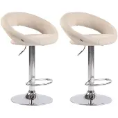 CLP 2er Set Barhocker Olinda Stoff Chrom creme