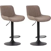 CLP 2er Set Barhocker Lentini Stoff schwarz taupe