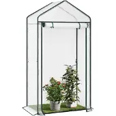 Woltu Foliengewächshaus Treibhaus Gartenhaus Gewächshaus,100x50x190cm : Weiß Farbe: Weiß