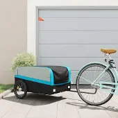 vidaXL Fahrradanhänger Schwarz und Blau 45 kg Eisen , Fahrradanhänger 2024 Neu