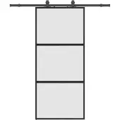 Syfax Schiebetür mit Beschlag Schwarz 90x205 cm Hartglas